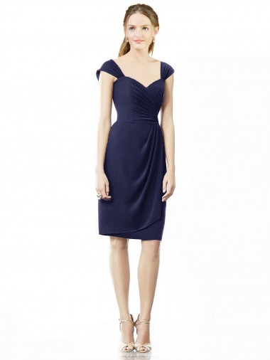 Knee Length Short Cap Sleeves Chiffon Cocktail Dress