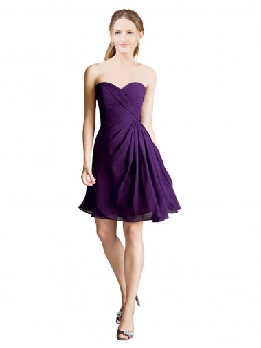 Draped Chiffon Long Sweetheart Cocktail Dress