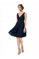 Short Knee Length Criss Cross Draped Chiffon Cocktail Dress