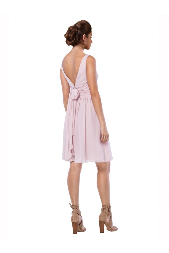 Short Knee Length Criss Cross Draped Chiffon Cocktail Dress