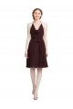 Short Knee Length Chiffon Cocktail Dress with Halter Cowl Neck