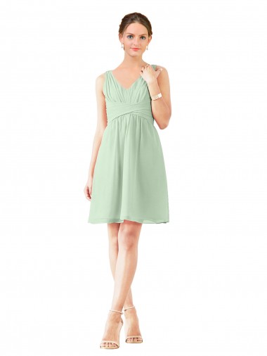 v-Neckline Short Knee Length Chiffon Cocktail Dress