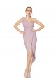 High Low One Shoulder Ruffles V-Neck Chiffon Wrap Cocktail Dress