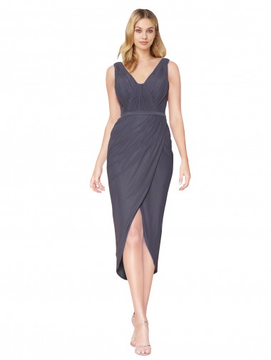 High Low V-Neck Chiffon Mermaid Wrap Cocktail Dress