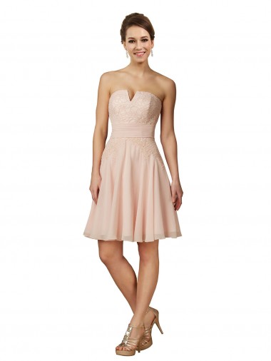 Lace and Chiffon Cocktail Dress with Unique Neckline