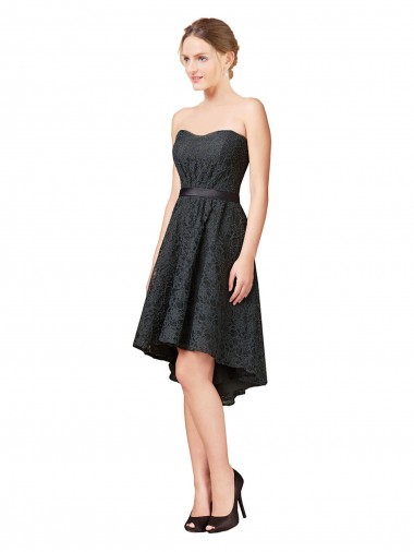 Lace Cocktail Dress with Hi-Low Hemline