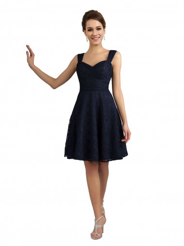 Lace Cocktail Dress with Sweetheart Neckline and Button Back Detail