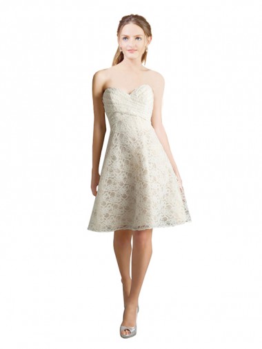 Lace Cocktail Dress with Draped Sweetheart Neckline