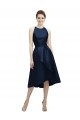Halter Neck Short Tea Length Sleeveless Satin Cocktail Dress