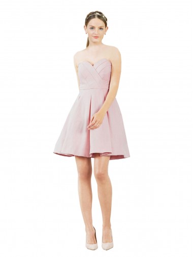 Short Knee Length Sweetheart Satin Cocktail Dress