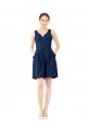 V-Neck A-Line Satin Cocktail Dress with Pockets