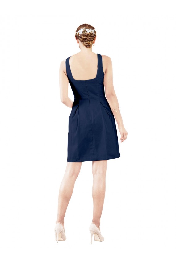 V-Neck A-Line Satin Cocktail Dress with Pockets