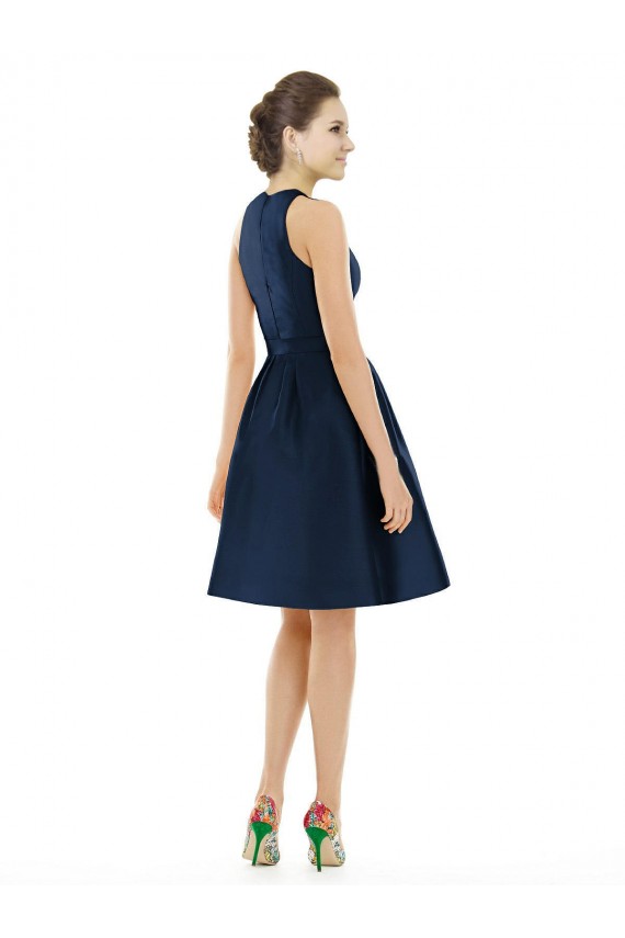 Short Halter Length Luxe Satin Cocktail Dress