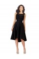 Short High Low Satin Cocktail Dress with a Beaded and Embroidered Bodice