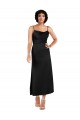 Cowl Neck Tea-Length Short Silky Satin Cocktail Dress with Skirt Slit