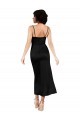 Cowl Neck Tea-Length Short Silky Satin Cocktail Dress with Skirt Slit