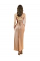 Cowl Neck Silky Satin Midi Length Cocktail Dress Low Back