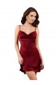 Midi Length Cowl Neck Silky Satin Short Cocktail Dress