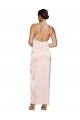 One Shoulder Full Length Long Silky Satin Cocktail Dress with Thigh Split