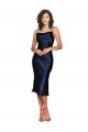 Short Sleeveless Spaghetti Straps Cowl Neckline Silky Satin Cocktail Dress