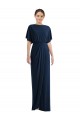 Open Back Short Sleeves Draped Tulip Skirt Spandex Cocktail Dress