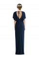 Open Back Short Sleeves Draped Tulip Skirt Spandex Cocktail Dress
