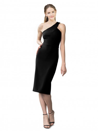 One Shoulder Short Crepe Cocktail Dress