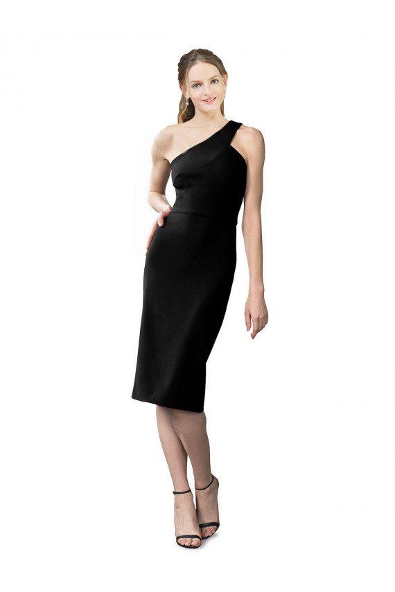 One Shoulder Short Crepe Cocktail Dress