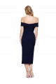 Midi Length Short Crepe Cocktail Dress with Side Split