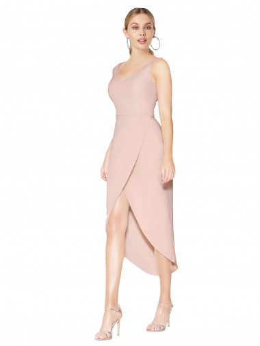 Short Knee Length Crepe Cocktail Dress