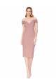 Knee Length Off the Shoulder Sweetheart Crepe Cocktail Dress
