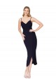 High Neck Spaghetti Straps Crepe Short Wrap Cocktail Dress