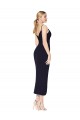 High Neck Spaghetti Straps Crepe Short Wrap Cocktail Dress