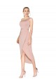 Knee Length One Shoulder Crepe Short Wrap Cocktail Dress