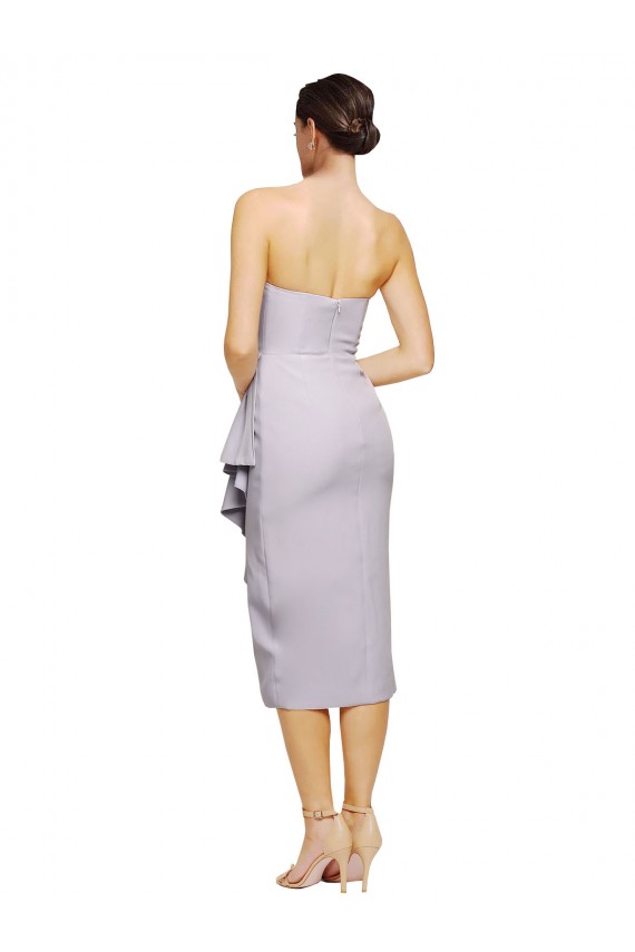 Short Strapless Crepe Cocktail Dress with Ruffles