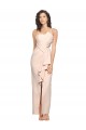 Long Full Length Ruffles Strapless Low Back Crepe Cocktail Dress with Straps