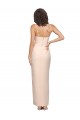 Long Full Length Ruffles Strapless Low Back Crepe Cocktail Dress with Straps