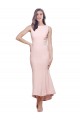 High Neck Low V-Back Midi Length Crepe Cocktail Dress