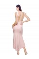 High Neck Low V-Back Midi Length Crepe Cocktail Dress