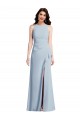 Halter Cocktail Dress with Cascade Ruffle Slit