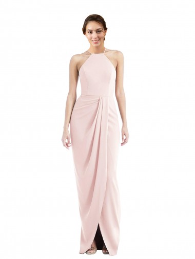 Halter Draped Tulip Skirt Cocktail Dress