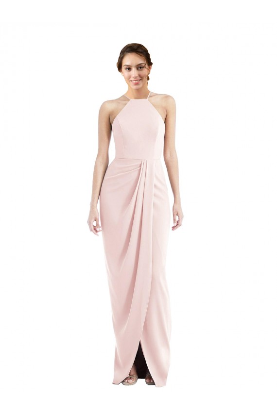 Halter Draped Tulip Skirt Cocktail Dress