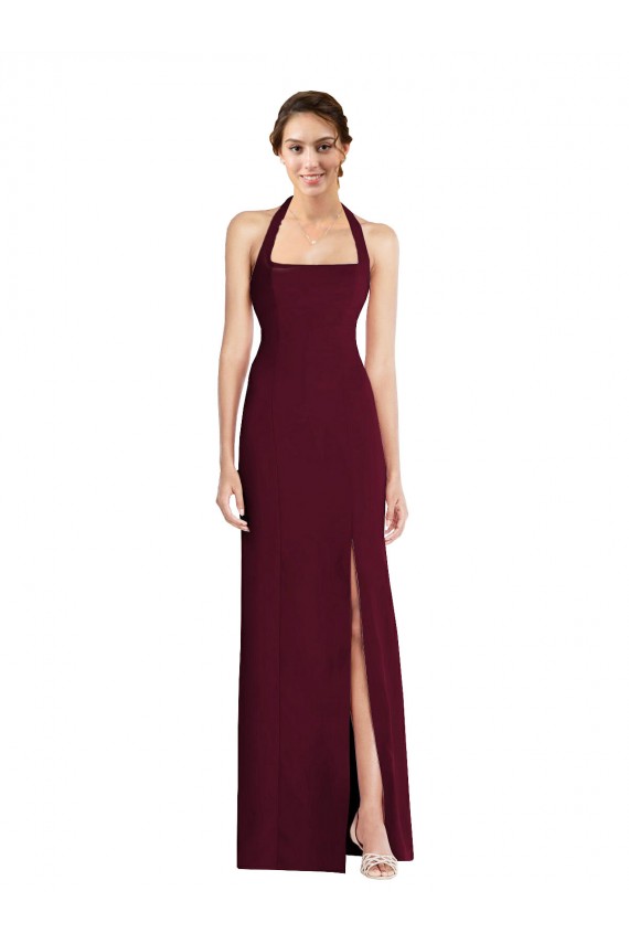 Tie Halter Open Back Trumpet Cocktail Dress