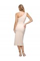 Midi Length One Shoulder Crepe Cocktail Dress with Thigh High Side Split