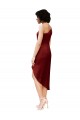 One Shoulder Midi Length Short Stretch Satin Wrap Style Cocktail Dress