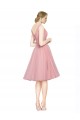 Short Knee Length Wide Strap Plunge Cross Over Neckline Tulle Cocktail Dress