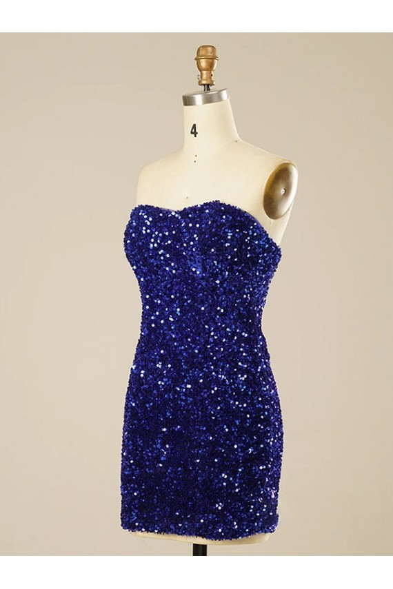 Short Sweetheart Velvet Sequin Cocktail Dress