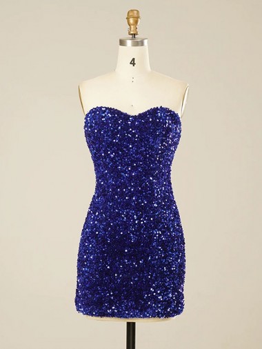 Short Sweetheart Velvet Sequin Cocktail Dress