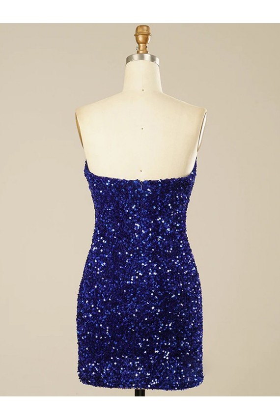 Short Sweetheart Velvet Sequin Cocktail Dress