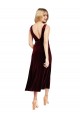 Daring Plunging V-Neckline Short Midi Length Velvet Cocktail Dress
